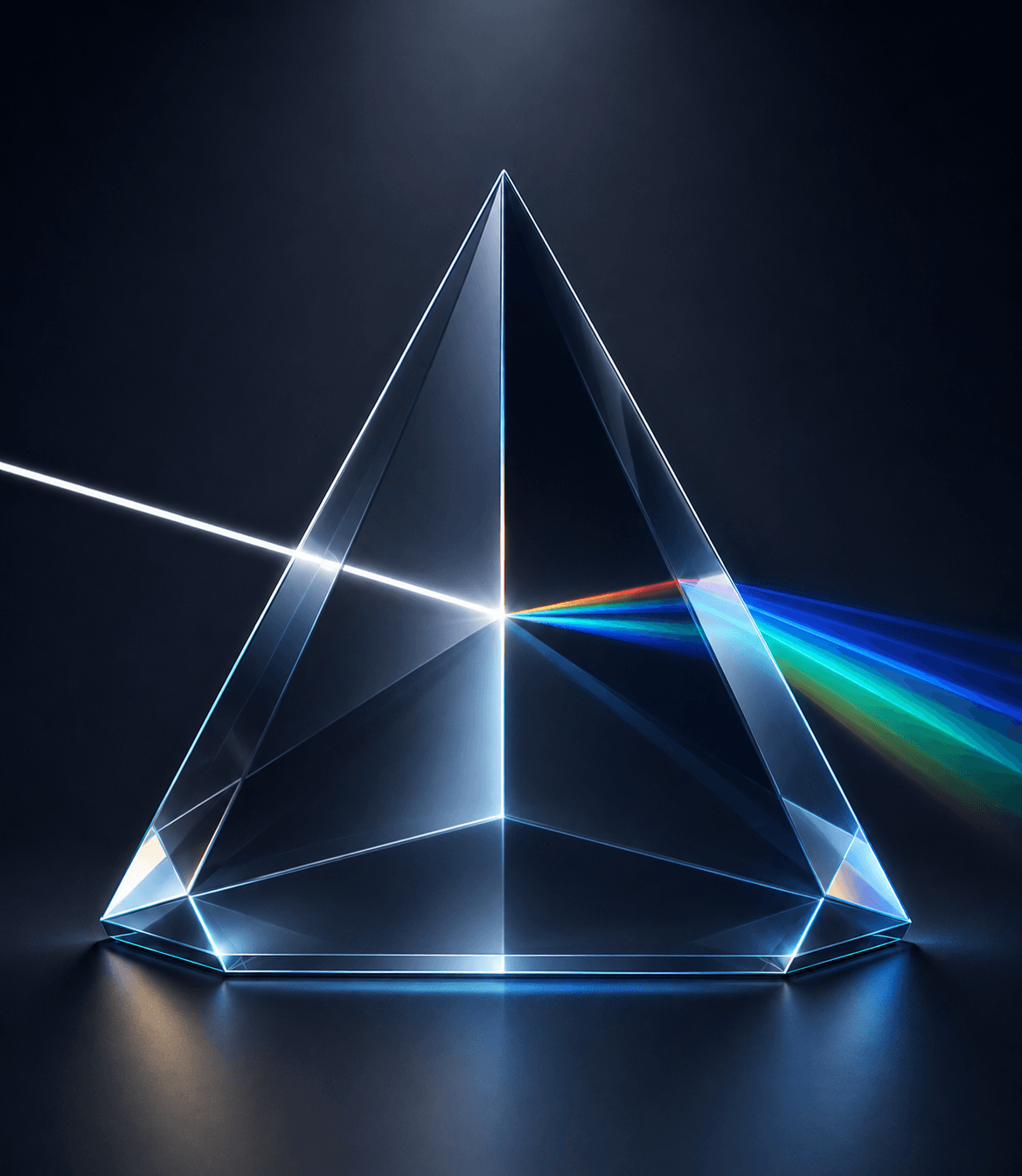 Glass prism representing the connection between AI, data and digital technology